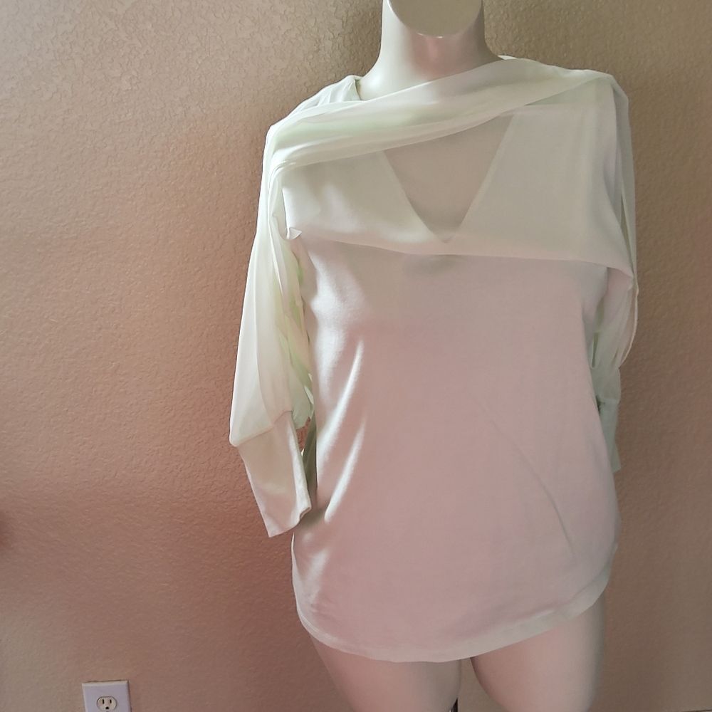 New Soft Surroundings Semi Sheer Overlay Long Sleeve Top Size L - Picture 10 of 10